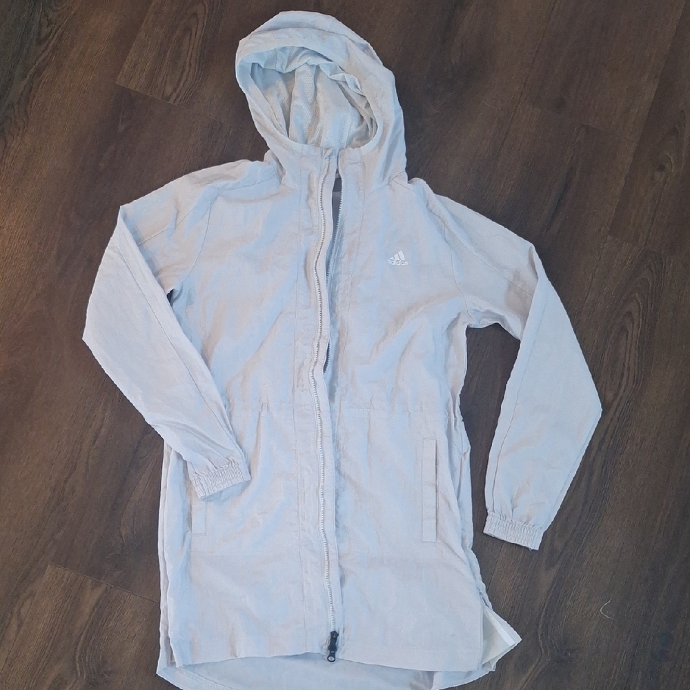 Adidas Light Gray Hooded Windbreaker
